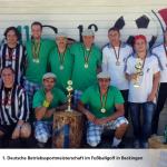 Die drei Erstplatzierten Mannschaften der 1. Deutschen Betriebssportmeisterschaft in Fu&szlig;ballgolf 2013